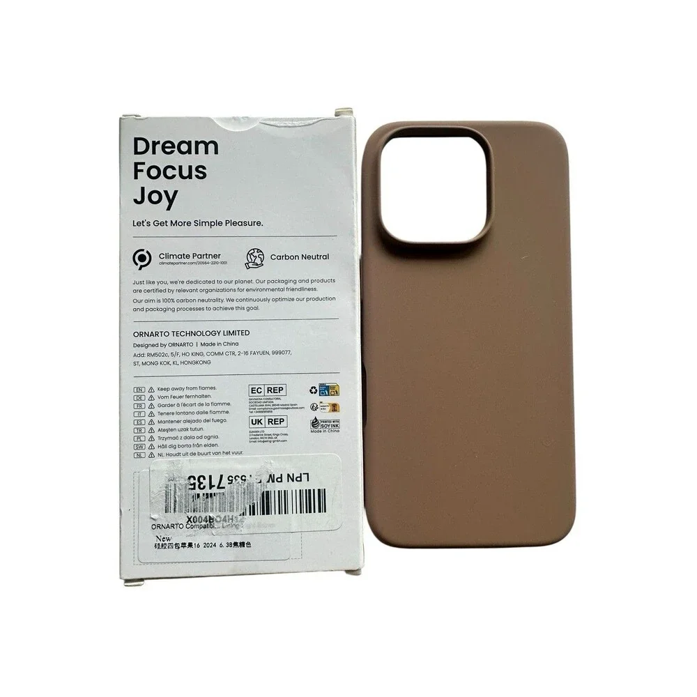 Ornarto Phone Case iPhone 16 Pro Slim Liquid Silicone Rubber Case Light Brown
